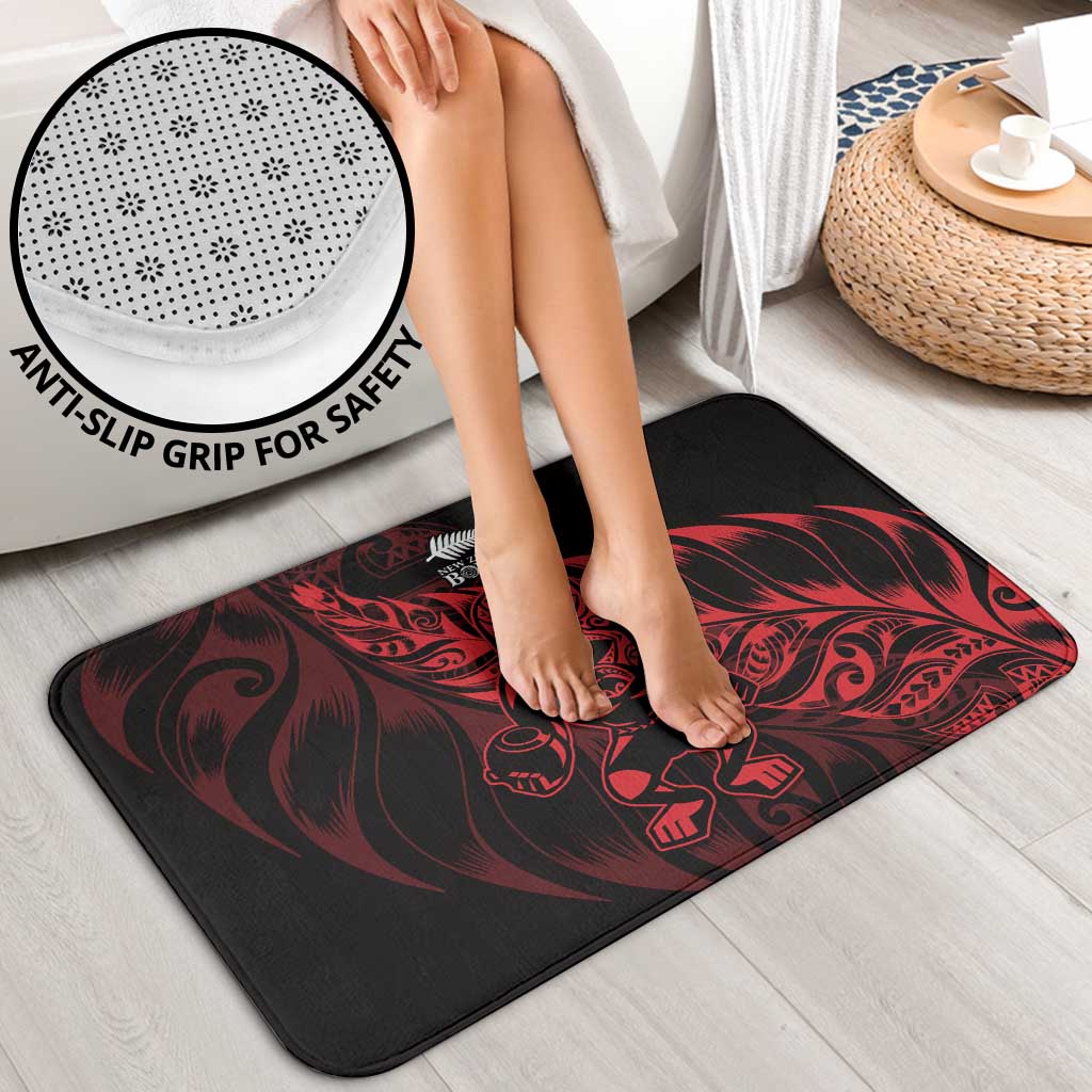 New Zealand Lawn Bowls Bathroom Set Red Maori Warrior Tribal Silver Fern - Aussie Hoodie