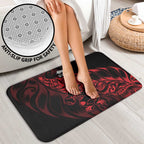 New Zealand Lawn Bowls Bathroom Set Red Maori Warrior Tribal Silver Fern - Aussie Hoodie