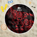 New Zealand Lawn Bowls Beach Blanket Red Maori Warrior Tribal Silver Fern - Aussie Hoodie