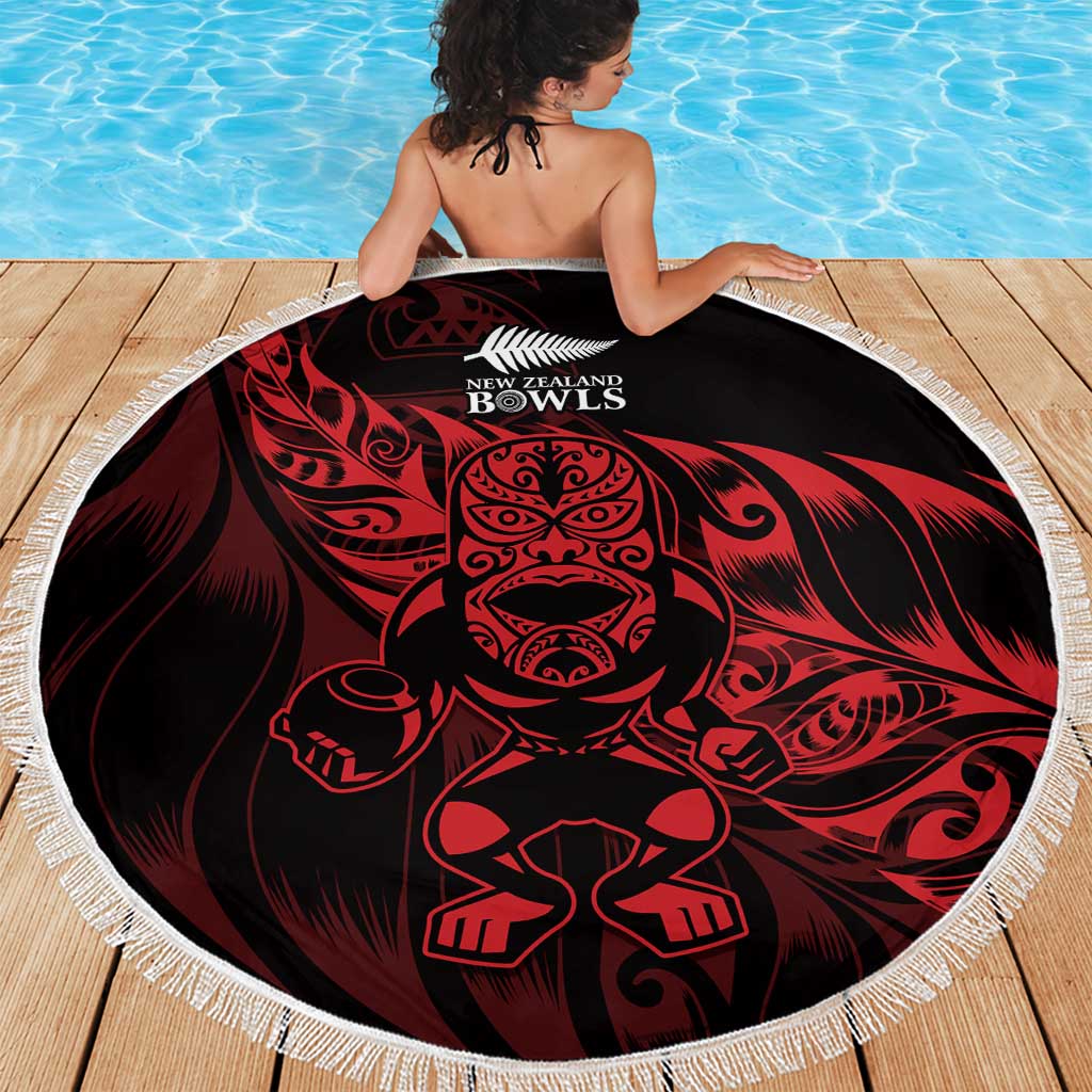 New Zealand Lawn Bowls Beach Blanket Red Maori Warrior Tribal Silver Fern - Aussie Hoodie