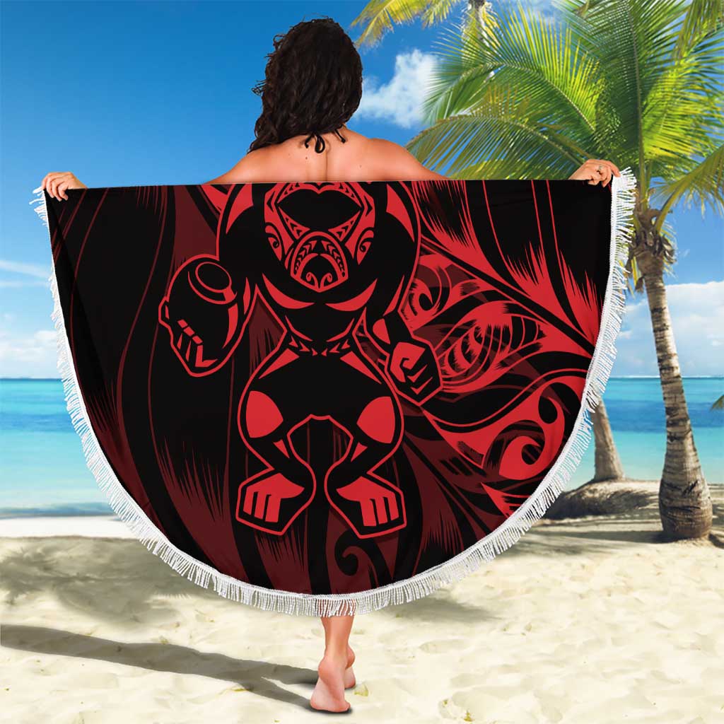 New Zealand Lawn Bowls Beach Blanket Red Maori Warrior Tribal Silver Fern - Aussie Hoodie