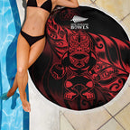 New Zealand Lawn Bowls Beach Blanket Red Maori Warrior Tribal Silver Fern - Aussie Hoodie