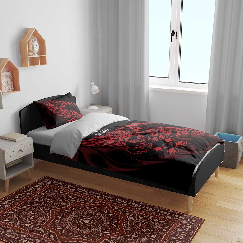 New Zealand Lawn Bowls Bedding Set Red Maori Warrior Tribal Silver Fern - Aussie Hoodie