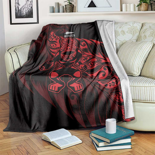 New Zealand Lawn Bowls Blanket Red Maori Warrior Tribal Silver Fern - Aussie Hoodie
