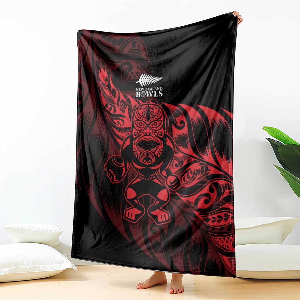 New Zealand Lawn Bowls Blanket Red Maori Warrior Tribal Silver Fern - Aussie Hoodie