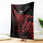 New Zealand Lawn Bowls Blanket Red Maori Warrior Tribal Silver Fern - Aussie Hoodie