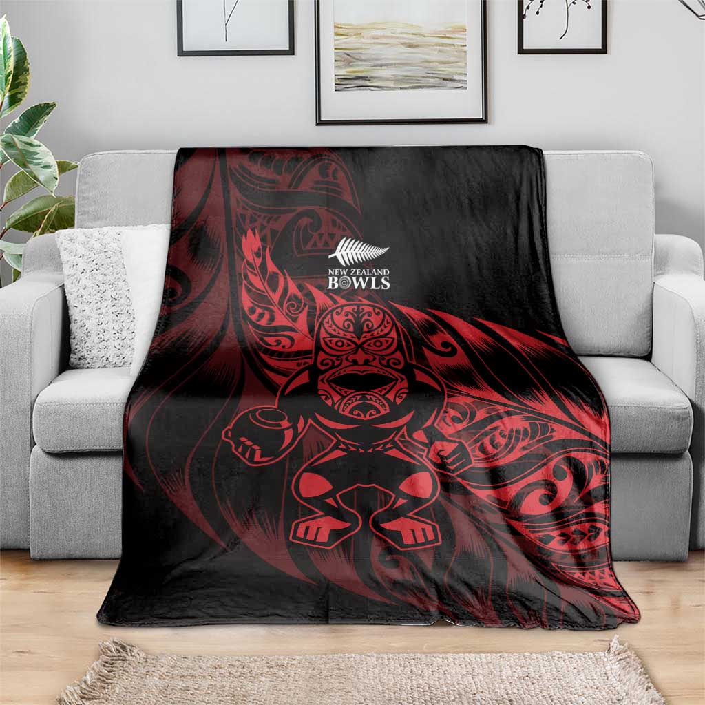 New Zealand Lawn Bowls Blanket Red Maori Warrior Tribal Silver Fern - Aussie Hoodie