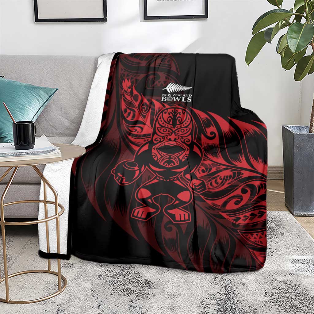 New Zealand Lawn Bowls Blanket Red Maori Warrior Tribal Silver Fern - Aussie Hoodie