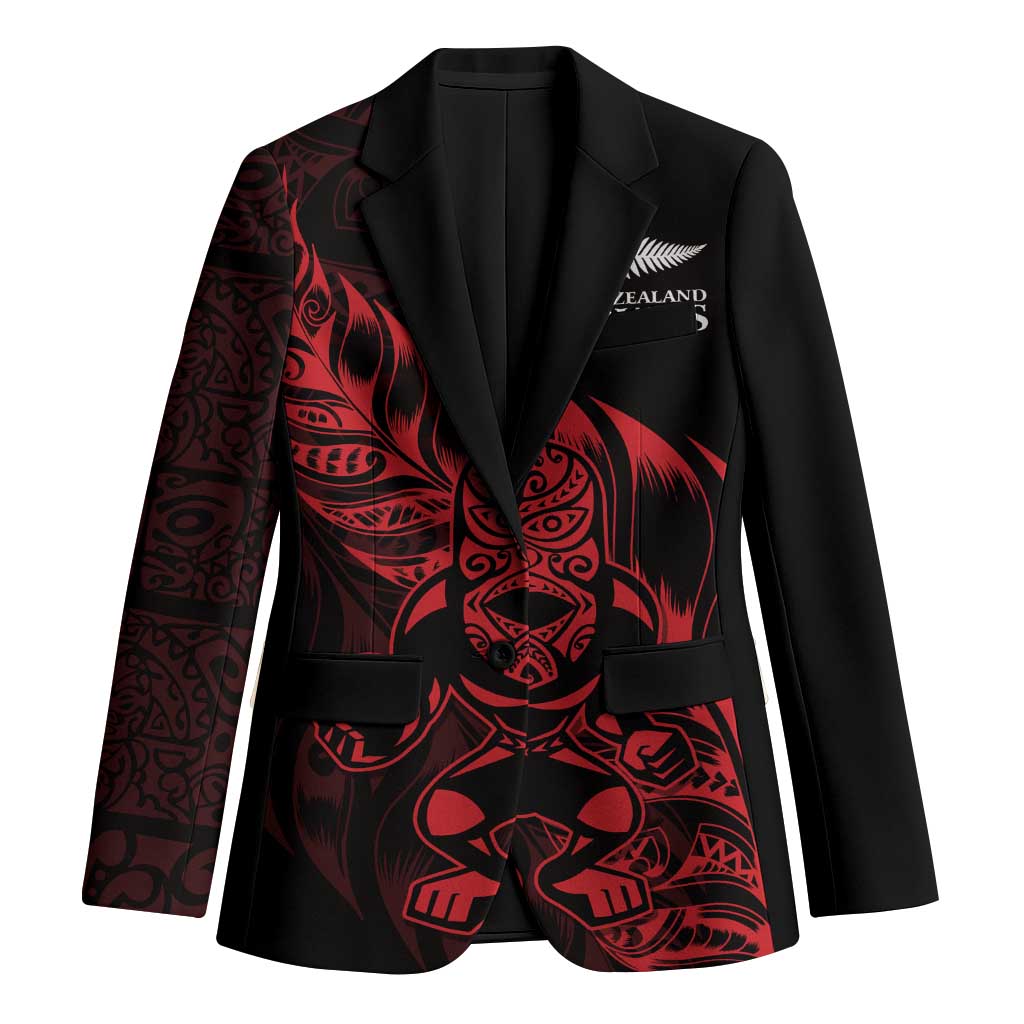 New Zealand Lawn Bowls Custom Blazer Red Maori Warrior Tribal Silver Fern - Aussie Hoodie