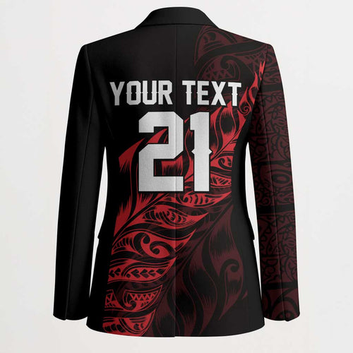 New Zealand Lawn Bowls Custom Blazer Red Maori Warrior Tribal Silver Fern - Aussie Hoodie