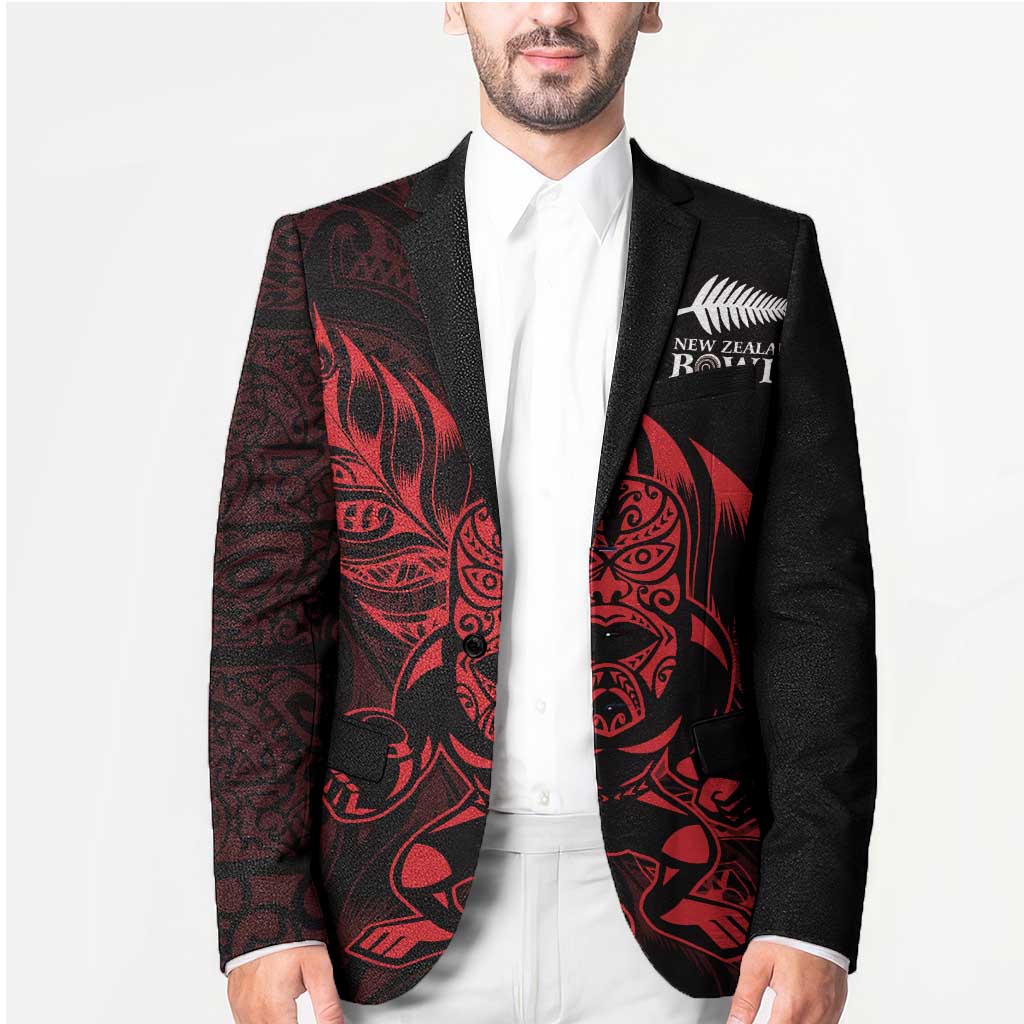 New Zealand Lawn Bowls Custom Blazer Red Maori Warrior Tribal Silver Fern - Aussie Hoodie