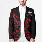 New Zealand Lawn Bowls Custom Blazer Red Maori Warrior Tribal Silver Fern - Aussie Hoodie