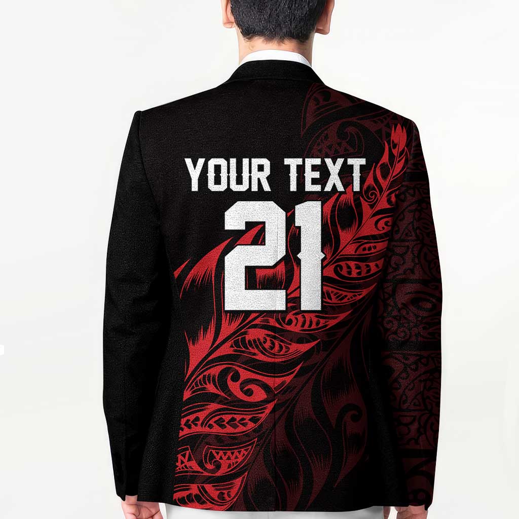 New Zealand Lawn Bowls Custom Blazer Red Maori Warrior Tribal Silver Fern - Aussie Hoodie