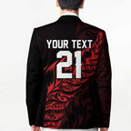 New Zealand Lawn Bowls Custom Blazer Red Maori Warrior Tribal Silver Fern - Aussie Hoodie