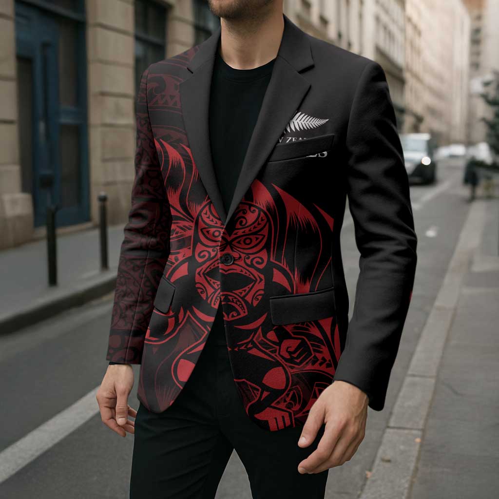 New Zealand Lawn Bowls Custom Blazer Red Maori Warrior Tribal Silver Fern - Aussie Hoodie
