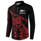 New Zealand Lawn Bowls Custom Button Sweatshirt Red Maori Warrior Tribal Silver Fern - Aussie Hoodie