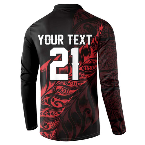 New Zealand Lawn Bowls Custom Button Sweatshirt Red Maori Warrior Tribal Silver Fern - Aussie Hoodie