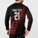 New Zealand Lawn Bowls Custom Button Sweatshirt Red Maori Warrior Tribal Silver Fern - Aussie Hoodie