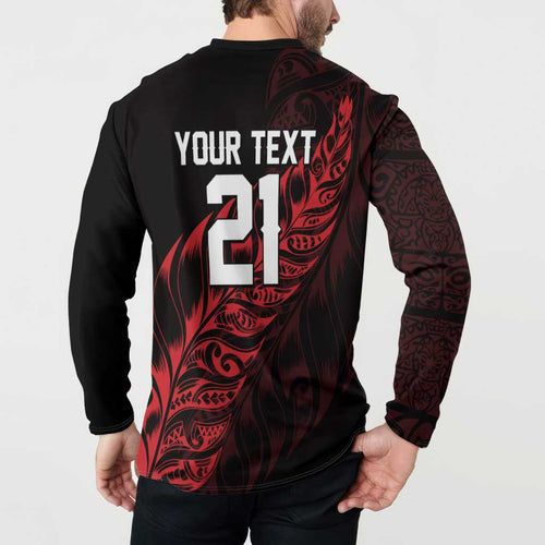 New Zealand Lawn Bowls Custom Button Sweatshirt Red Maori Warrior Tribal Silver Fern - Aussie Hoodie