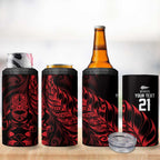 New Zealand Lawn Bowls Custom 4 in 1 Can Cooler Tumbler Red Maori Warrior Tribal Silver Fern - Aussie Hoodie