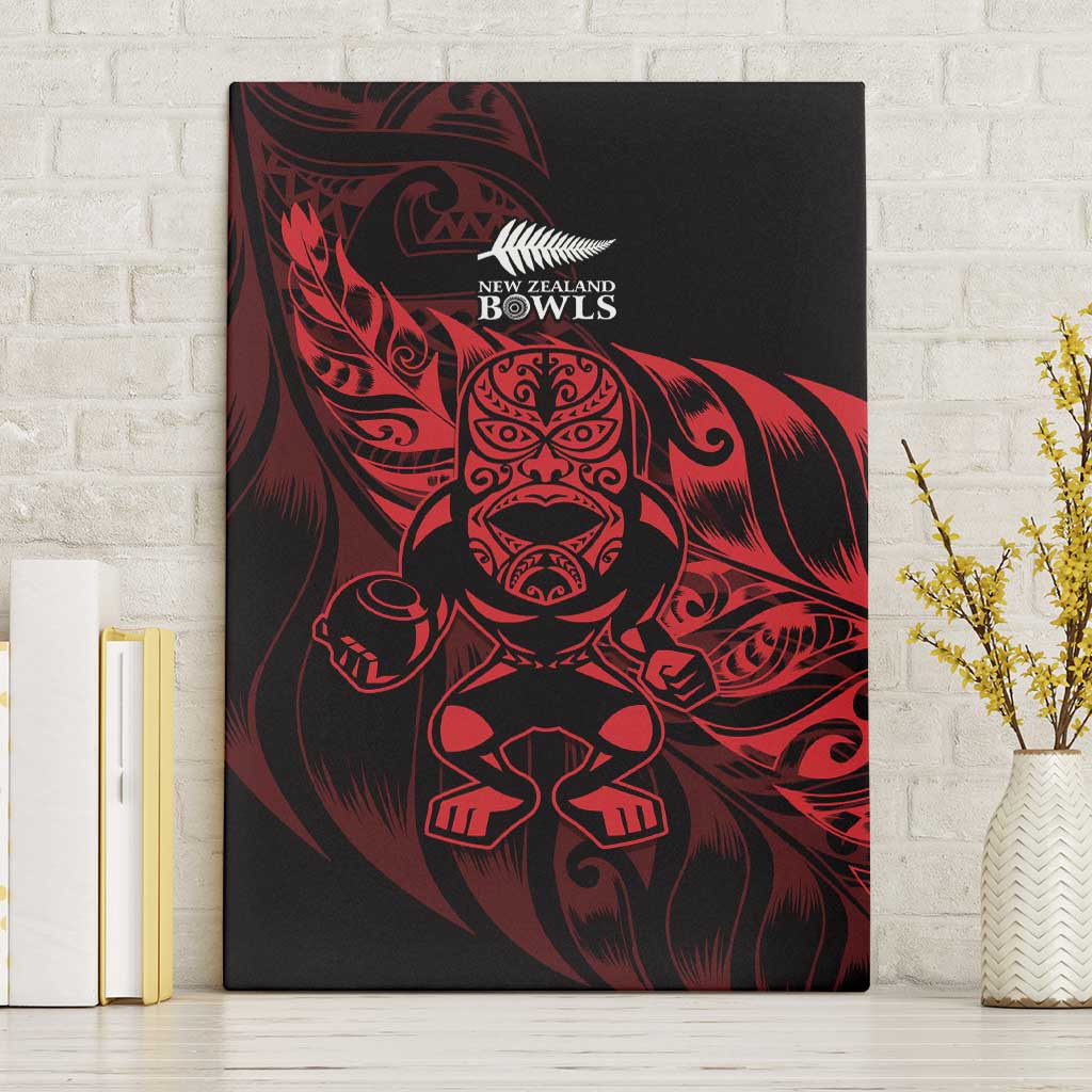 New Zealand Lawn Bowls Canvas Wall Art Red Maori Warrior Tribal Silver Fern - Aussie Hoodie