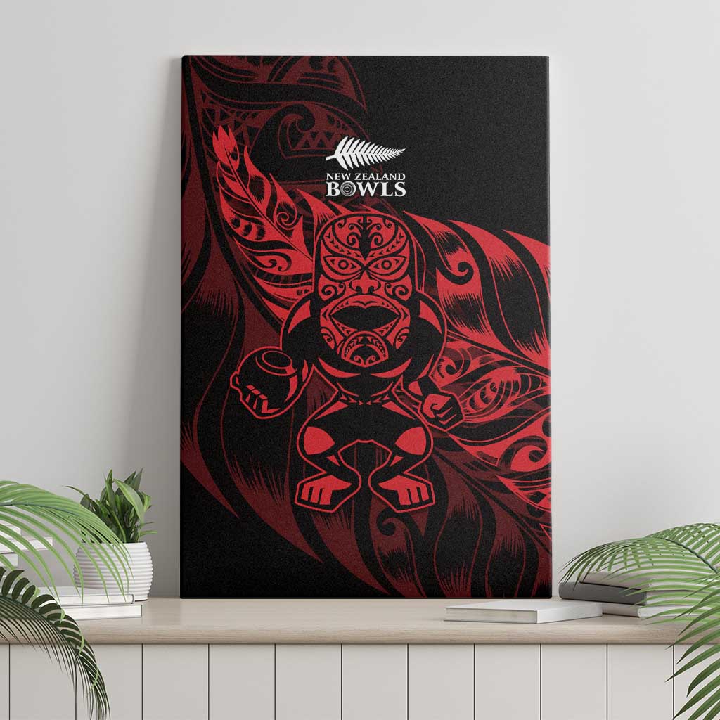 New Zealand Lawn Bowls Canvas Wall Art Red Maori Warrior Tribal Silver Fern - Aussie Hoodie
