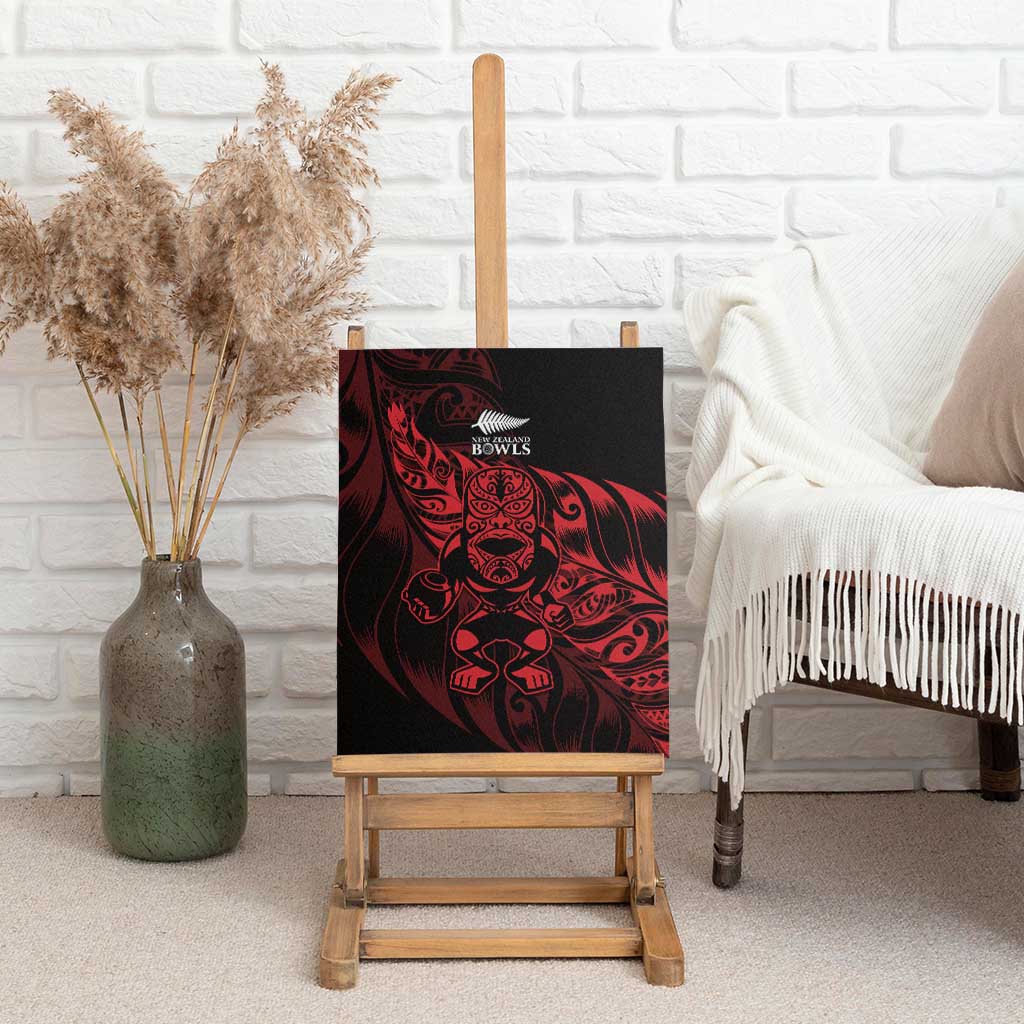 New Zealand Lawn Bowls Canvas Wall Art Red Maori Warrior Tribal Silver Fern - Aussie Hoodie