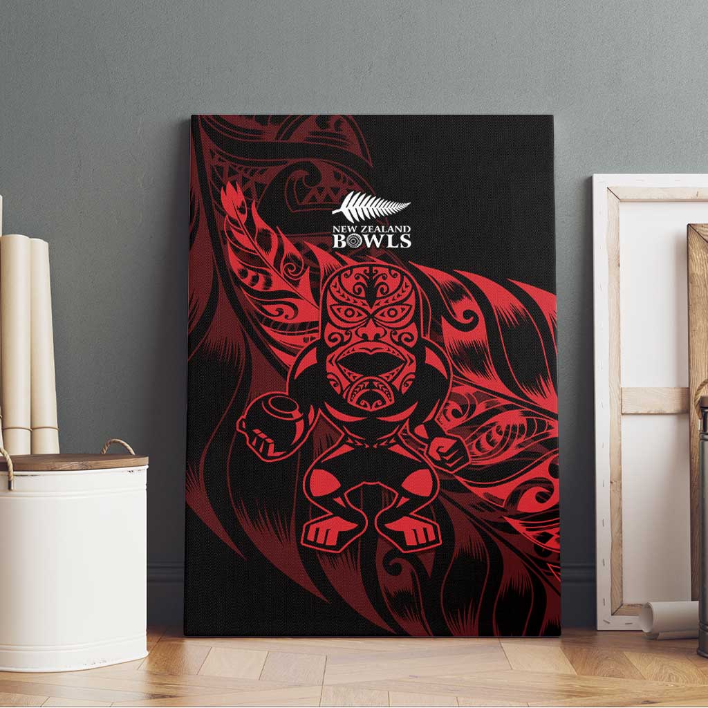 New Zealand Lawn Bowls Canvas Wall Art Red Maori Warrior Tribal Silver Fern - Aussie Hoodie