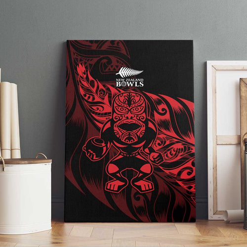 New Zealand Lawn Bowls Canvas Wall Art Red Maori Warrior Tribal Silver Fern - Aussie Hoodie