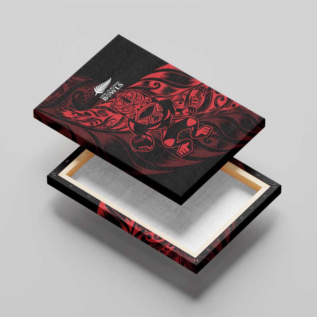 New Zealand Lawn Bowls Canvas Wall Art Red Maori Warrior Tribal Silver Fern - Aussie Hoodie