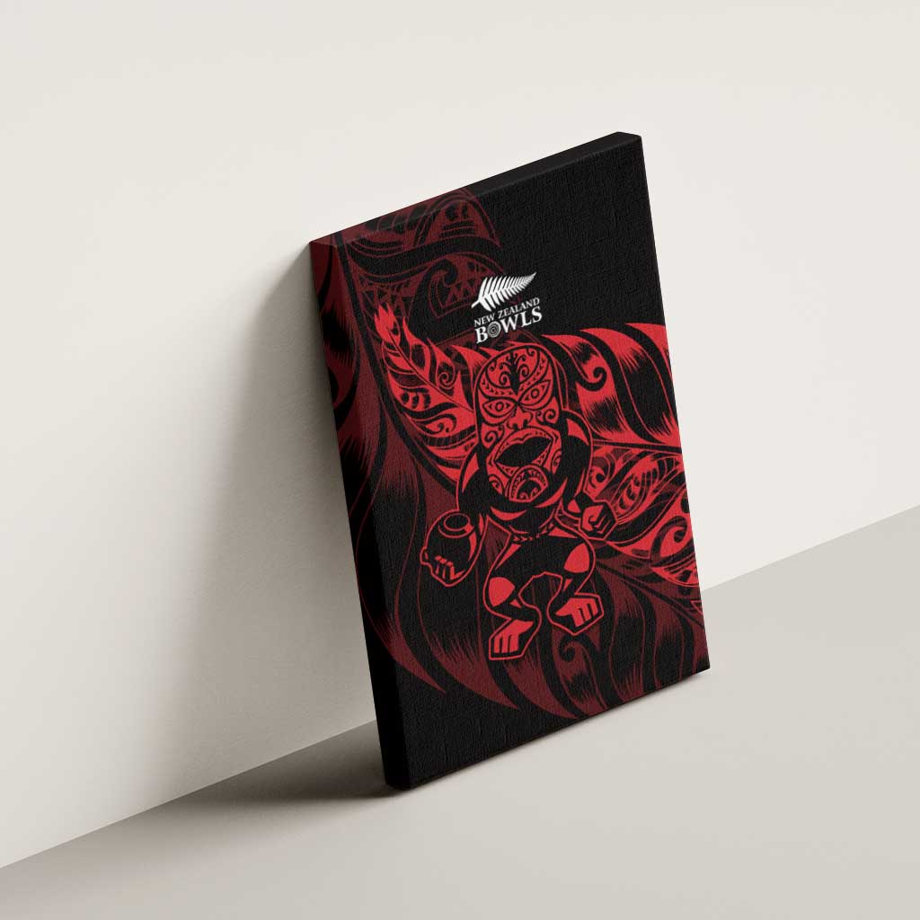 New Zealand Lawn Bowls Canvas Wall Art Red Maori Warrior Tribal Silver Fern - Aussie Hoodie