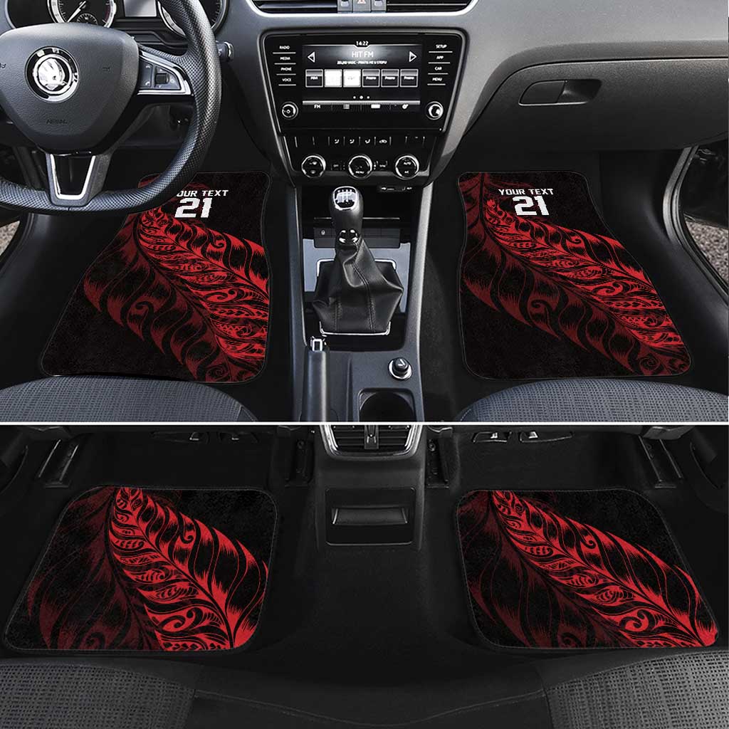 New Zealand Lawn Bowls Custom Car Mats Red Maori Warrior Tribal Silver Fern - Aussie Hoodie