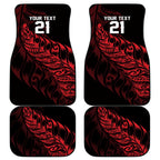 New Zealand Lawn Bowls Custom Car Mats Red Maori Warrior Tribal Silver Fern - Aussie Hoodie