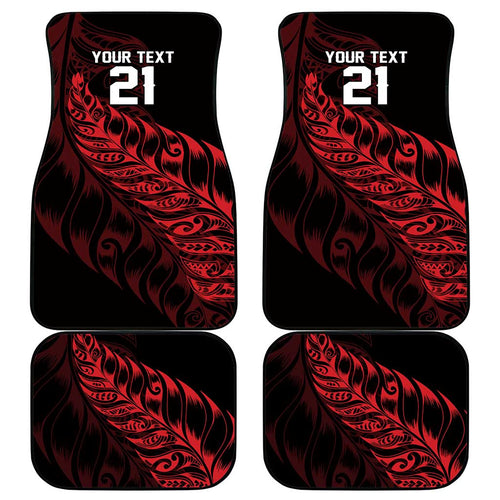 New Zealand Lawn Bowls Custom Car Mats Red Maori Warrior Tribal Silver Fern - Aussie Hoodie