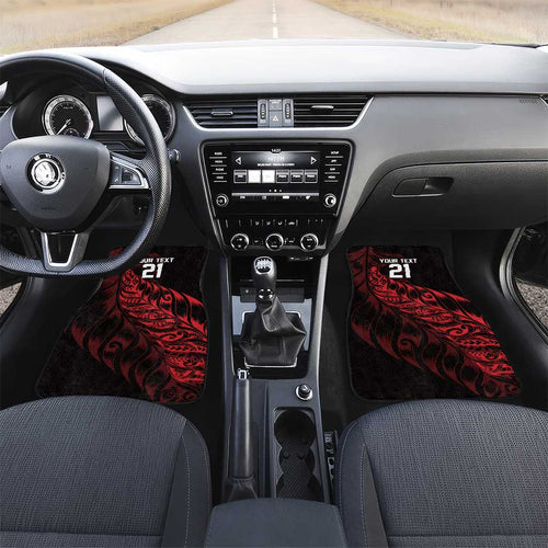 New Zealand Lawn Bowls Custom Car Mats Red Maori Warrior Tribal Silver Fern - Aussie Hoodie