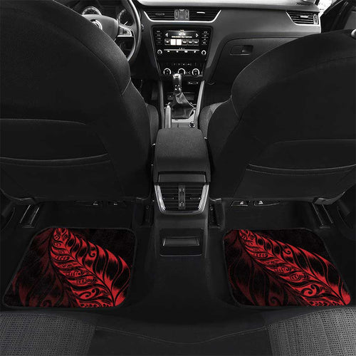 New Zealand Lawn Bowls Custom Car Mats Red Maori Warrior Tribal Silver Fern - Aussie Hoodie