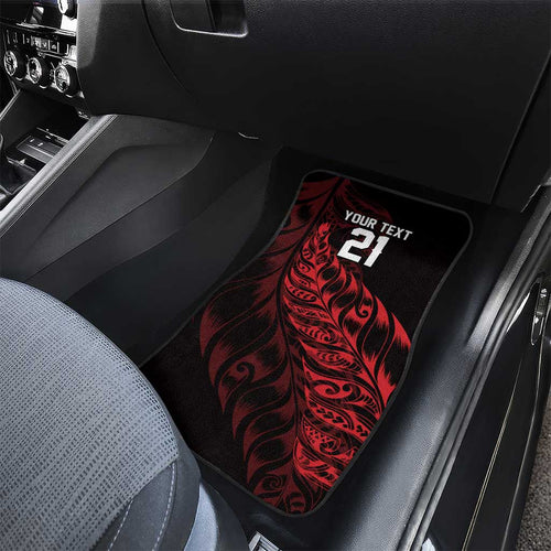 New Zealand Lawn Bowls Custom Car Mats Red Maori Warrior Tribal Silver Fern - Aussie Hoodie