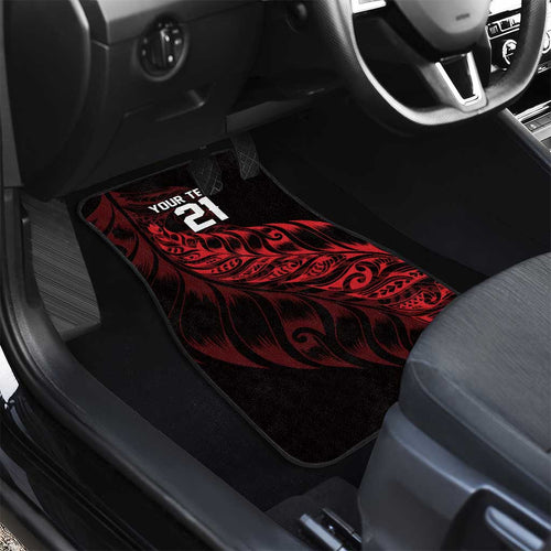 New Zealand Lawn Bowls Custom Car Mats Red Maori Warrior Tribal Silver Fern - Aussie Hoodie