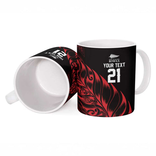 New Zealand Lawn Bowls Custom Ceramic Mug Red Maori Warrior Tribal Silver Fern - Aussie Hoodie