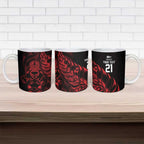 New Zealand Lawn Bowls Custom Ceramic Mug Red Maori Warrior Tribal Silver Fern - Aussie Hoodie