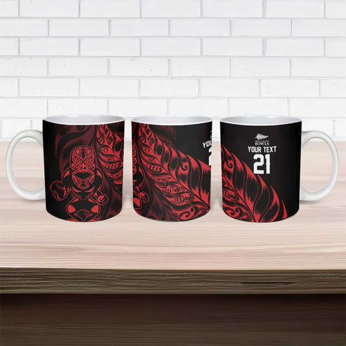 New Zealand Lawn Bowls Custom Ceramic Mug Red Maori Warrior Tribal Silver Fern - Aussie Hoodie