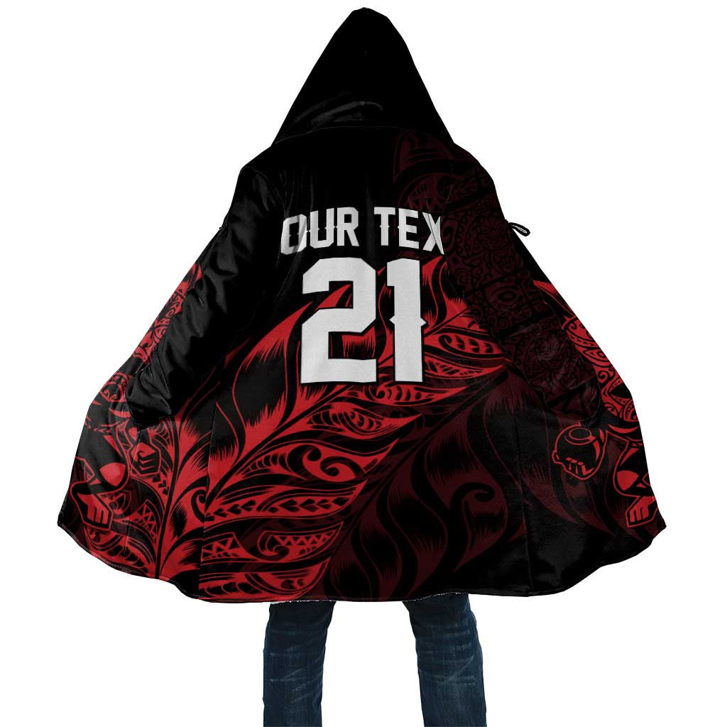 New Zealand Lawn Bowls Custom Cloak Red Maori Warrior Tribal Silver Fern - Aussie Hoodie