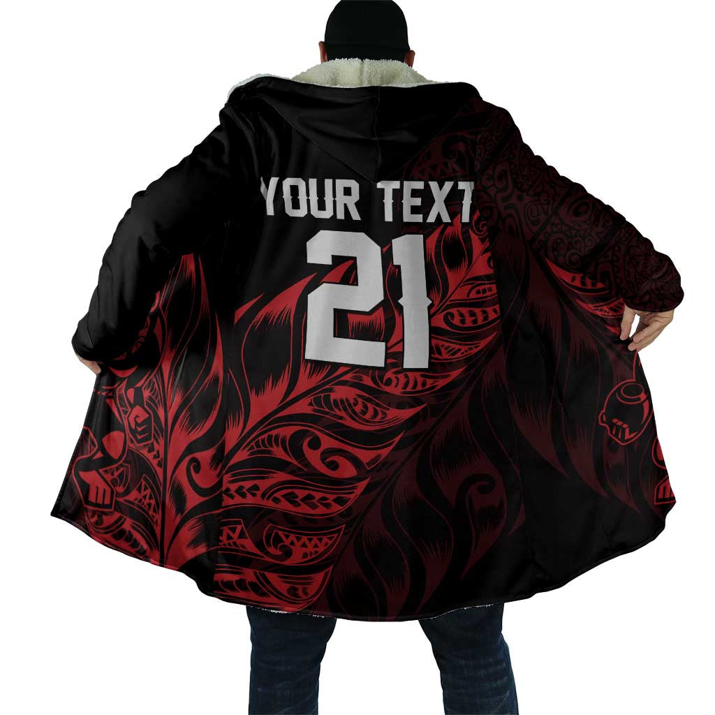 New Zealand Lawn Bowls Custom Cloak Red Maori Warrior Tribal Silver Fern - Aussie Hoodie