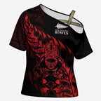 New Zealand Lawn Bowls Custom Cross Shoulder Shirt Red Maori Warrior Tribal Silver Fern - Aussie Hoodie