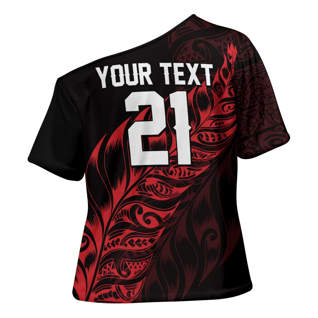 New Zealand Lawn Bowls Custom Cross Shoulder Shirt Red Maori Warrior Tribal Silver Fern - Aussie Hoodie