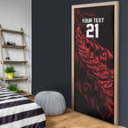 New Zealand Lawn Bowls Custom Door Cover Red Maori Warrior Tribal Silver Fern - Aussie Hoodie