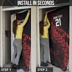 New Zealand Lawn Bowls Custom Door Cover Red Maori Warrior Tribal Silver Fern - Aussie Hoodie