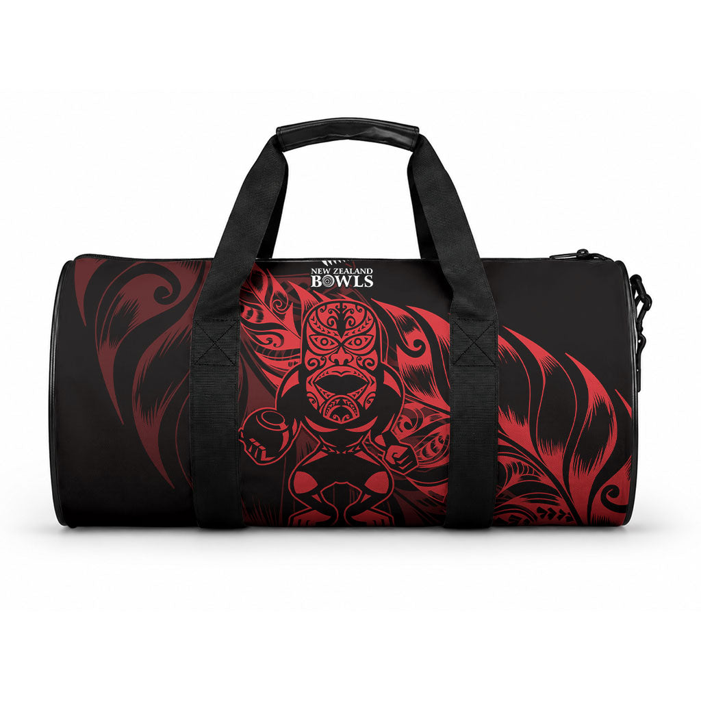 New Zealand Lawn Bowls Duffle Bag Red Maori Warrior Tribal Silver Fern