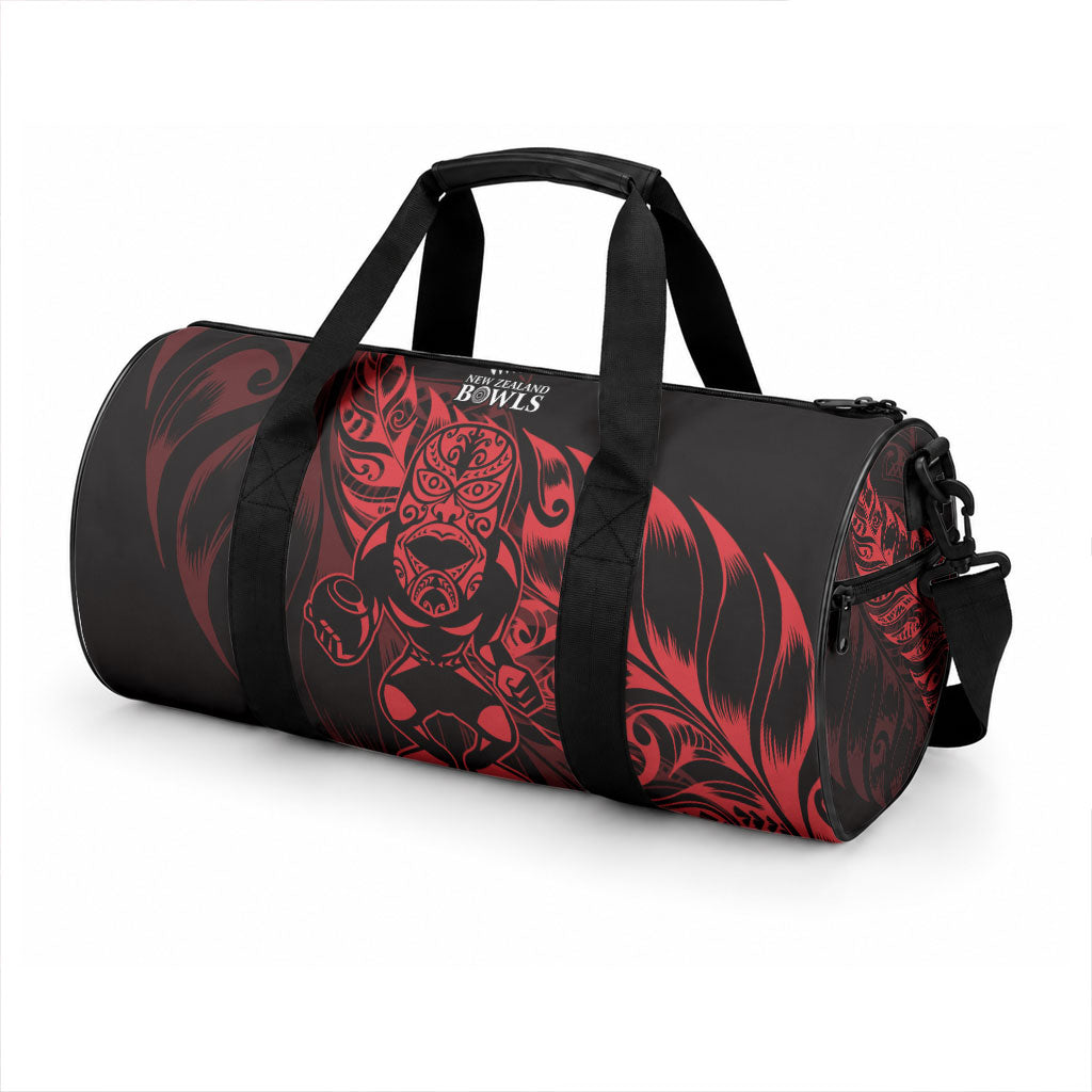 New Zealand Lawn Bowls Duffle Bag Red Maori Warrior Tribal Silver Fern