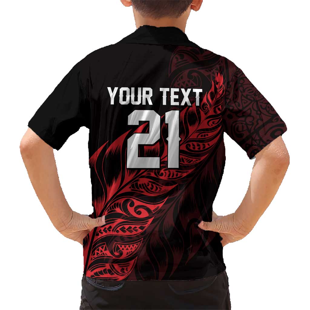 New Zealand Lawn Bowls Custom Family Matching Off The Shoulder Long Sleeve Dress and Hawaiian Shirt Red Maori Warrior Tribal Silver Fern - Aussie Hoodie